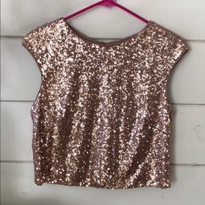BHLDN Jenny Yoo Blush Sequin Crop Top